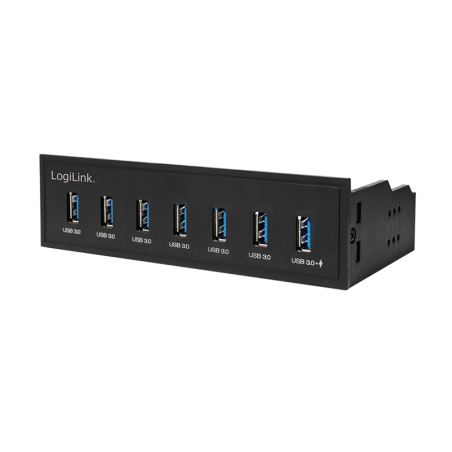 HUB intern LOGILINK, porturi USB 5.25": USB 3.0 x 7, conectare prin USB 3.0, fast charging, negru, "UA0342" (timbru verde 0.8 le