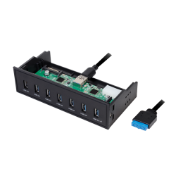 HUB intern LOGILINK, porturi USB 5.25": USB 3.0 x 7, conectare prin USB 3.0, fast charging, negru, "UA0342" (timbru verde 0.8 le