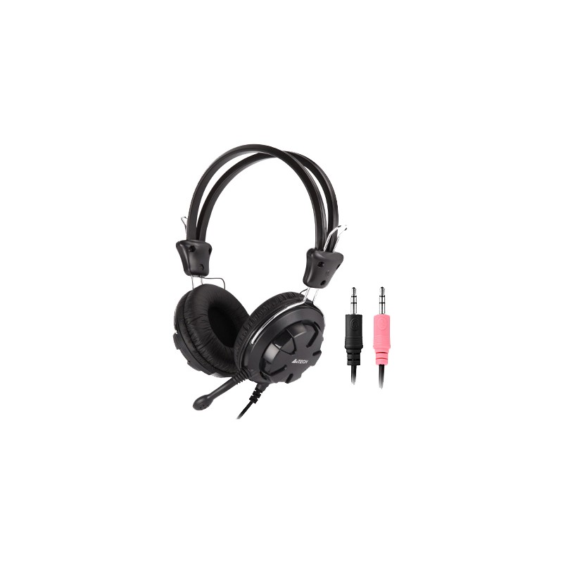 CASTI A4tech, "ComfortFIt", cu fir, standard, utilizare multimedia, microfon pe brat, conectare prin Jack 3.5 mm x 2, negru, "HS