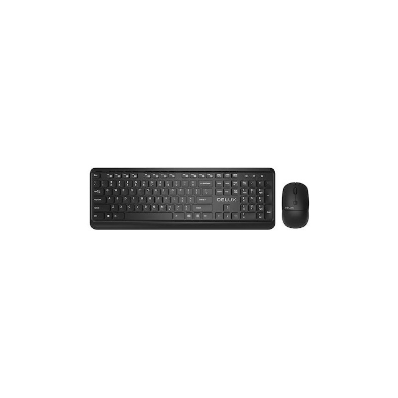 Kit TASTATURA si Mouse DELUX, "KA190+M320GX", wireless, 104 taste format standard, mouse , 3/1 butoane, negru, "KA190G" (timbru 