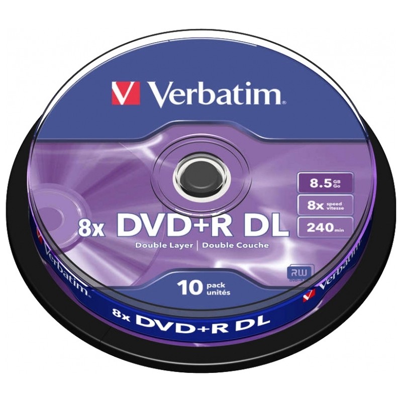 DVD+R VERBATIM  8.5GB, 240min, viteza 8x, 10 buc, Double Layer, spindle, "Matt Silver" "43666"