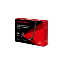 ADAPTOR RETEA MERCUSYS , extern wireless 2.4 GHz | 5 GHz, USB 2.0, port, 650 Mbps, antena externa x 1, "MU6H" (timbru verde 0.18