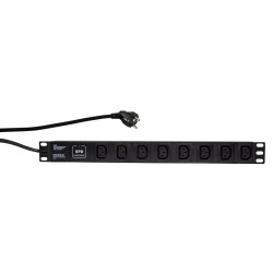 PDU LOGILINK 1U pt. rack 19 inch, 8 prize IEC, intrare Schuko, max 16 A, protectie supratensiune, 2 m, "PDU8A01" (timbru verde 0