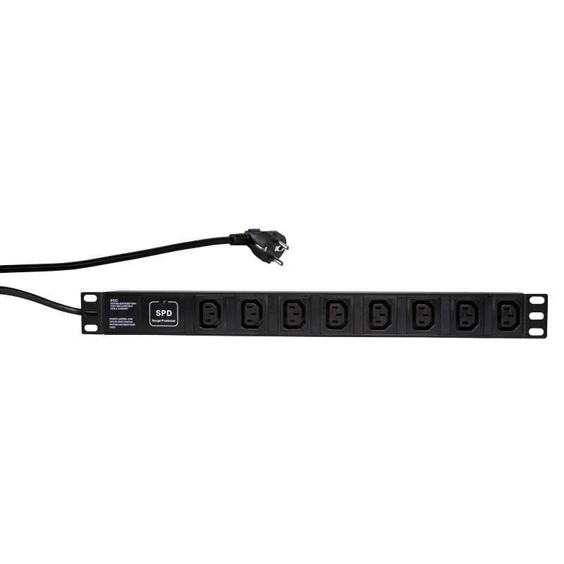 PDU LOGILINK 1U pt. rack 19 inch, 8 prize IEC, intrare Schuko, max 16 A, protectie supratensiune, 2 m, "PDU8A01" (timbru verde 0