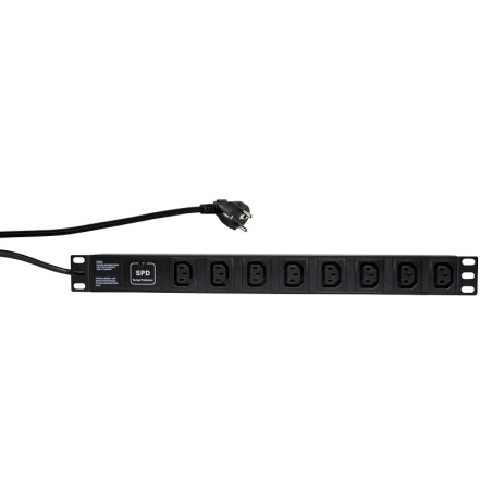 PDU LOGILINK 1U pt. rack 19 inch, 8 prize IEC, intrare Schuko, max 16 A, protectie supratensiune, 2 m, "PDU8A01" (timbru verde 0