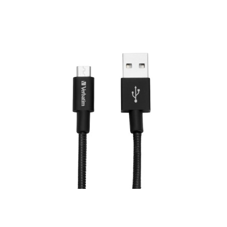 CABLU alimentare si date VERBATIM, pt. smartphone, USB 2.0 (T) la Micro-USB 2.0 (T), 30cm, premium, cablu metalic, negru, "48866