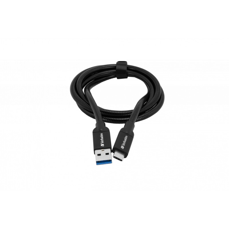 CABLU alimentare si date VERBATIM, pt. smartphone, USB 3.1 (T) la USB 3.1 Type-C (T), 1m, premium, cablu metalic, negru, "48871"