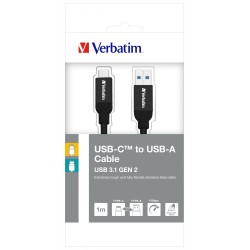 CABLU alimentare si date VERBATIM, pt. smartphone, USB 3.1 (T) la USB 3.1 Type-C (T), 1m, premium, cablu metalic, negru, "48871"