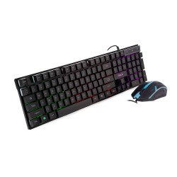 KIT gaming SPACER USB, tastatura RGB rainbow + mouse optic 7 culori, black, "SP-GK-01"   (timbru verde 0.8 lei)