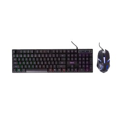 KIT gaming SPACER USB, tastatura RGB rainbow + mouse optic 7 culori, black, "SP-GK-01"   (timbru verde 0.8 lei)
