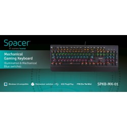 TASTATURA MECANICA SPACER USB, switch-uri mecanice albastre,iluminare RGB, 50 mil. apasari, 104 taste, anti-ghosting 26 taste, a