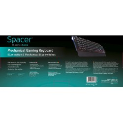 TASTATURA MECANICA SPACER USB, switch-uri mecanice albastre,iluminare RGB, 50 mil. apasari, 104 taste, anti-ghosting 26 taste, a