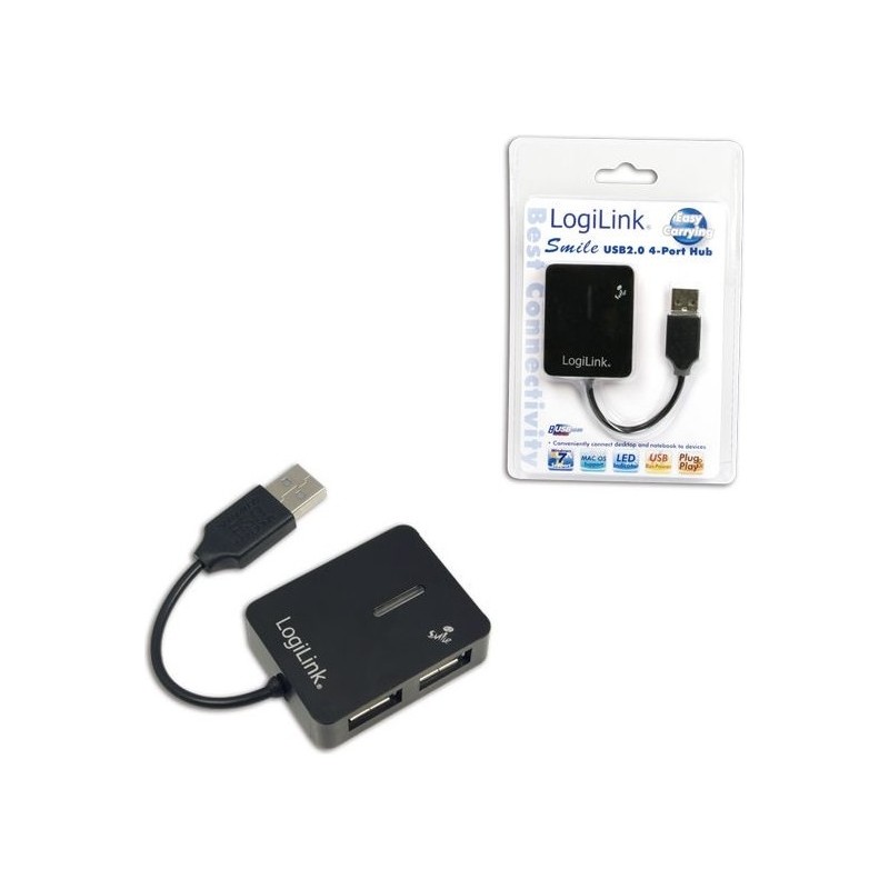 HUB extern LOGILINK, porturi USB: USB 2.0 x 4, conectare prin USB 2.0, cablu 0.05 m, negru, "UA0139"  (timbru verde 0.8 lei)