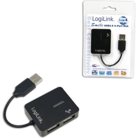 HUB extern LOGILINK, porturi USB: USB 2.0 x 4, conectare prin USB 2.0, cablu 0.05 m, negru, "UA0139"  (timbru verde 0.8 lei)