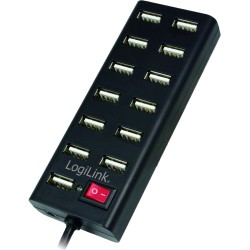 HUB extern LOGILINK, porturi USB: USB 2.0 x 13, conectare prin USB 2.0, alimentare retea 220 V, cablu 0.75 m, negru, "UA0126"  (