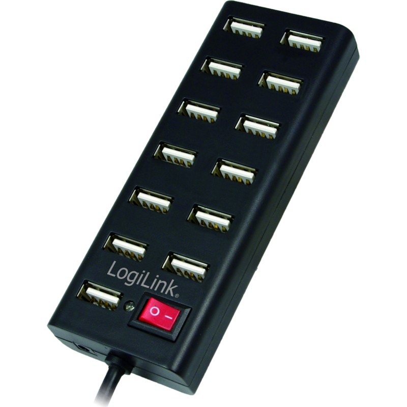 HUB extern LOGILINK, porturi USB: USB 2.0 x 13, conectare prin USB 2.0, alimentare retea 220 V, cablu 0.75 m, negru, "UA0126"  (