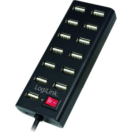 HUB extern LOGILINK, porturi USB: USB 2.0 x 13, conectare prin USB 2.0, alimentare retea 220 V, cablu 0.75 m, negru, "UA0126"  (