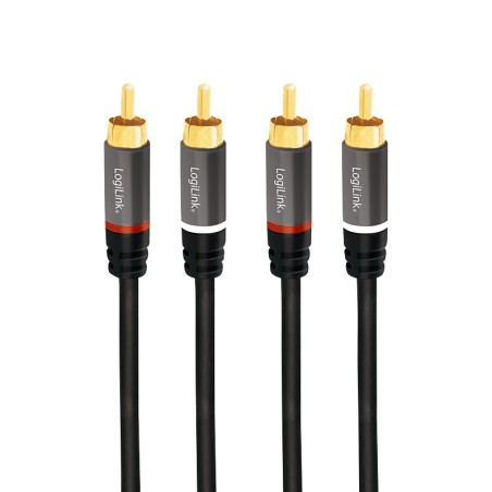 CABLU audio LOGILINK stereo (RCA T/T), 2m, conectori auriti, negru "CA1204" (timbru verde 0.08 lei)