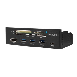 HUB intern LOGILINK, porturi USB: USB 3.0 x 3, USB Type C,conectare prin USB 2.0, S-ATA, alte porturi: SD, MicroSD, M2, MS, XD, 