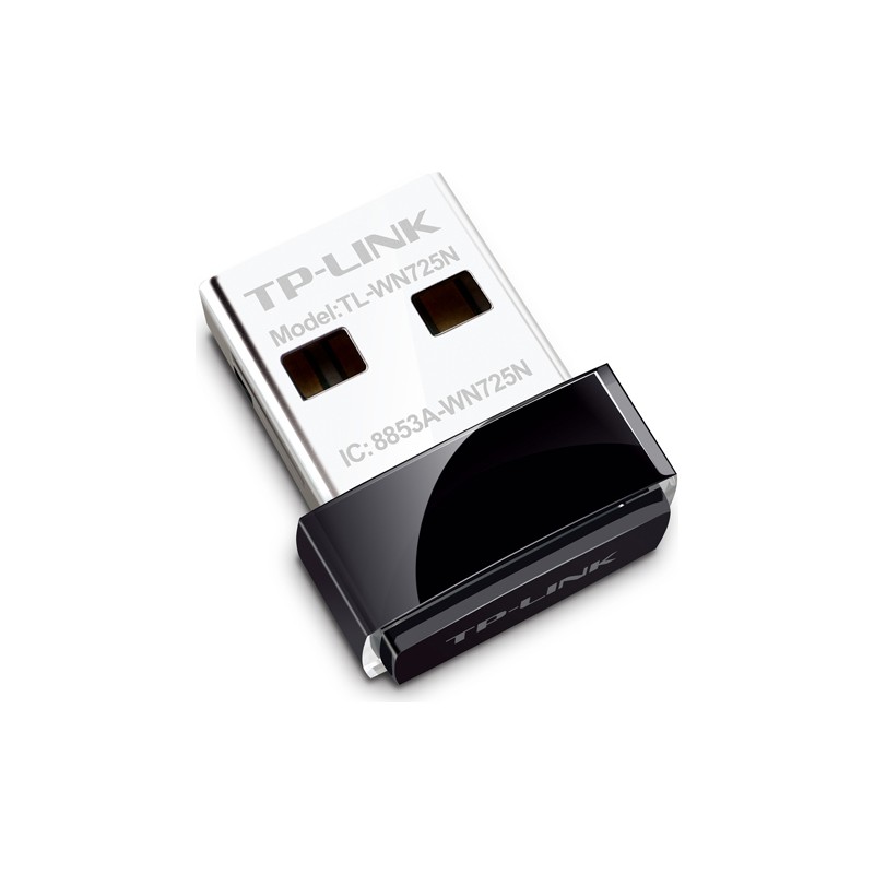 ADAPTOR RETEA TP-LINK NANO, extern wireless 2.4 GHz, USB 2.0, port, 150 Mbps, antena interna x 1, "TL-WN725N" (timbru verde 0.18