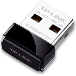 ADAPTOR RETEA TP-LINK NANO, extern wireless 2.4 GHz, USB 2.0, port, 150 Mbps, antena interna x 1, "TL-WN725N" (timbru verde 0.18