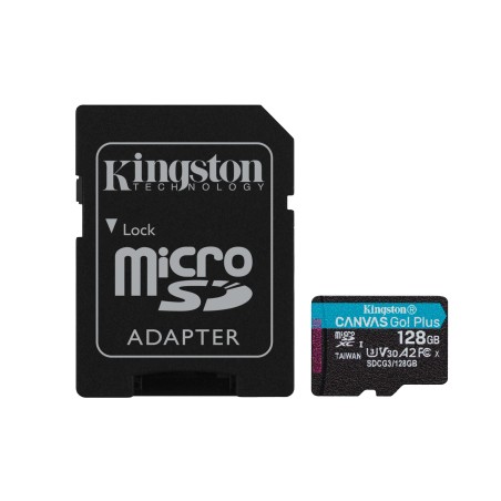 CARD MicroSD KINGSTON, 128 GB, microSDXC, clasa 10, standard UHS-I U3, "SDCG3/128GB" (timbru verde 0.03 lei)