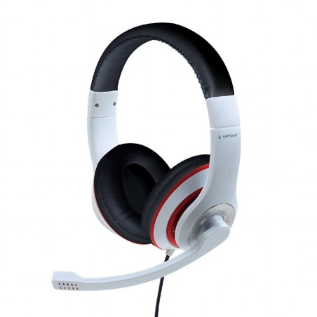 CASTI Gembird, cu fir, standard, utilizare multimedia, call center, microfon pe brat, conectare prin Jack 3.5 mm, alb / negru, "