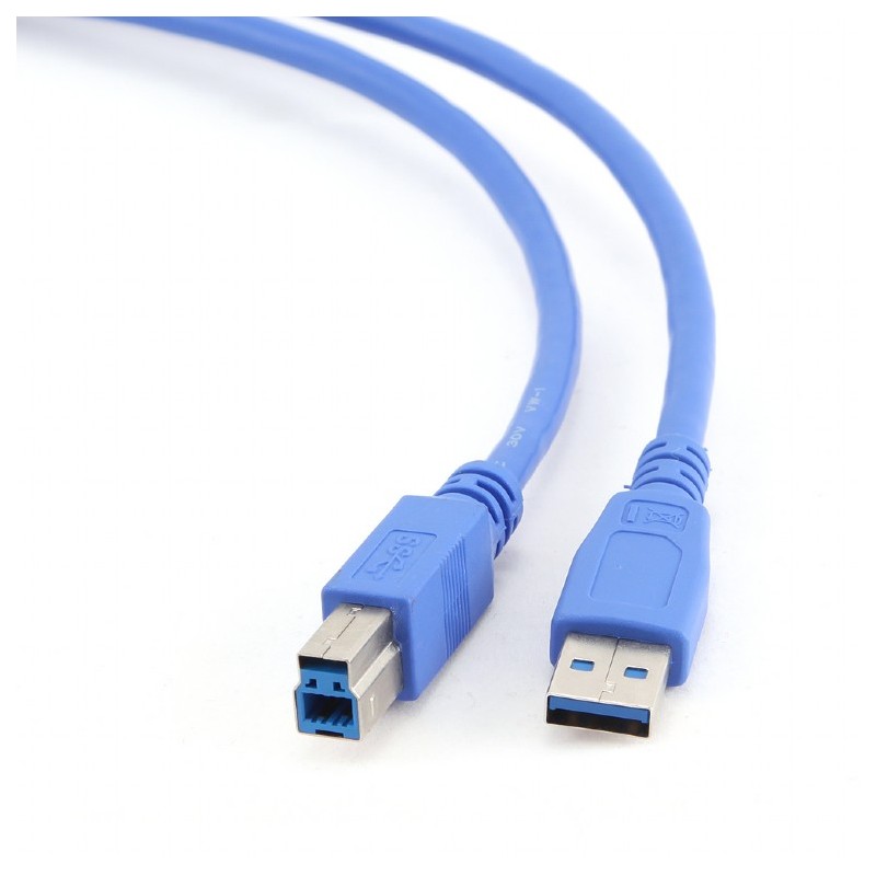 CABLU USB GEMBIRD pt. imprimanta, USB 3.0 (T) la USB 3.0 Type-B (T), 3m, conectori auriti, albastru, "CCP-USB3-AMBM-10" (timbru 