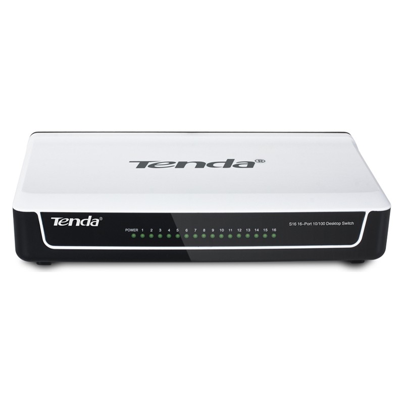 SWITCH Tenda 16 porturi 10/100 Mbps, fanless "S16" (timbru verde 0.8 lei)