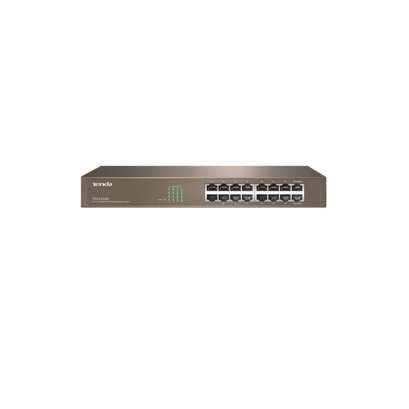SWITCH Tenda 16 porturi Gigabit, carcasa metalica rackabil, "TEG1016D" (timbru verde 2 lei)