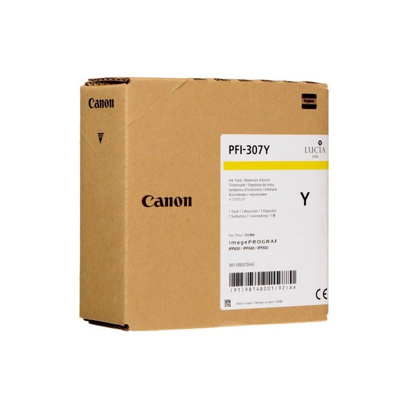 Cartus Cerneala Original Canon Yellow, PFI-307Y, pentru IPF 830|840|850, 330ml, (timbru verde 0.15 lei),NOPP, "CF9814B001AA"