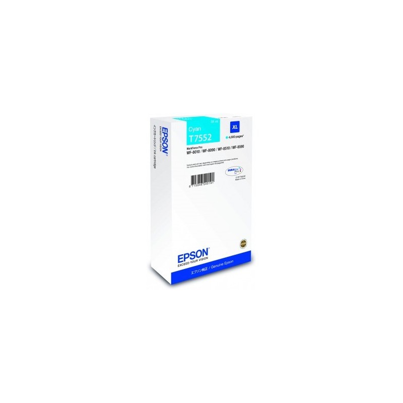 Cartus Cerneala Original Epson Cyan, T7552, pentru Workforce Pro WF-8010|8090|8510|8590, , (timbru verde 0.15 lei),  "C13T755240