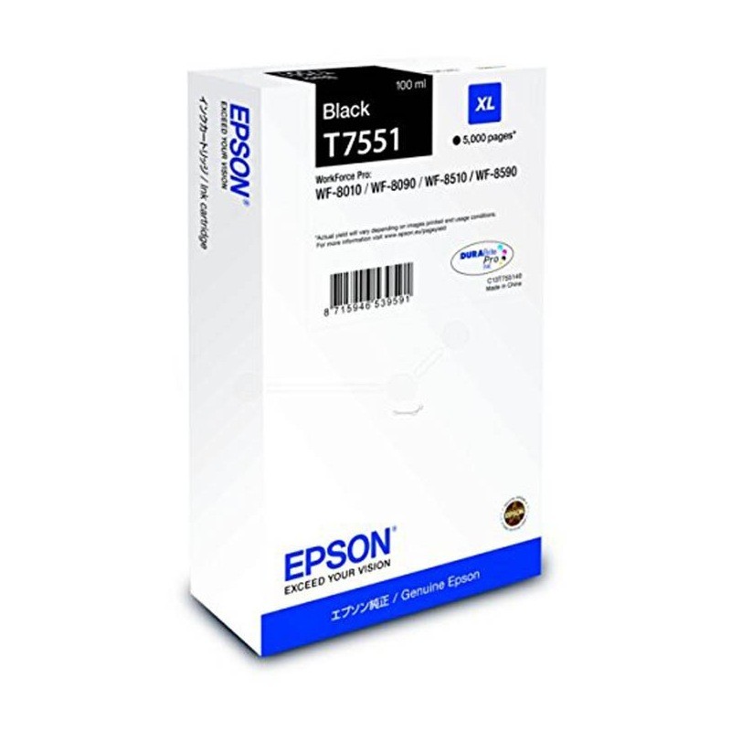 Cartus Cerneala Original Epson Black, T7551, pentru Workforce Pro WF-8010|8090|8510|8590, , (timbru verde 0.15 lei),  "C13T75514