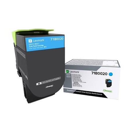 Toner Original Lexmark Cyan, 71B0020, pentru CX317|CS317|CX417|CS417|CS517|CX517, 2.3K, (timbru verde 1.2 lei) , "71B0020"