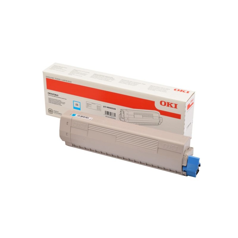 Toner Original OKI Cyan, 46443103, pentru C833|C843, 1K,"46443103"