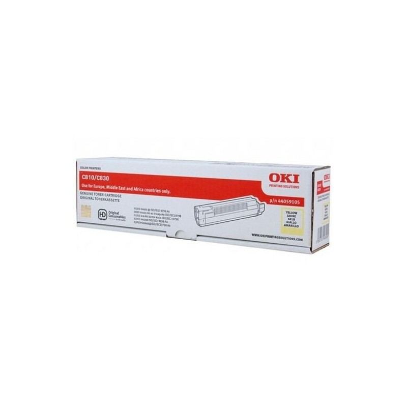 Toner Original OKI Yellow, 44059105, pentru C810|C830, 8K,"44059105"
