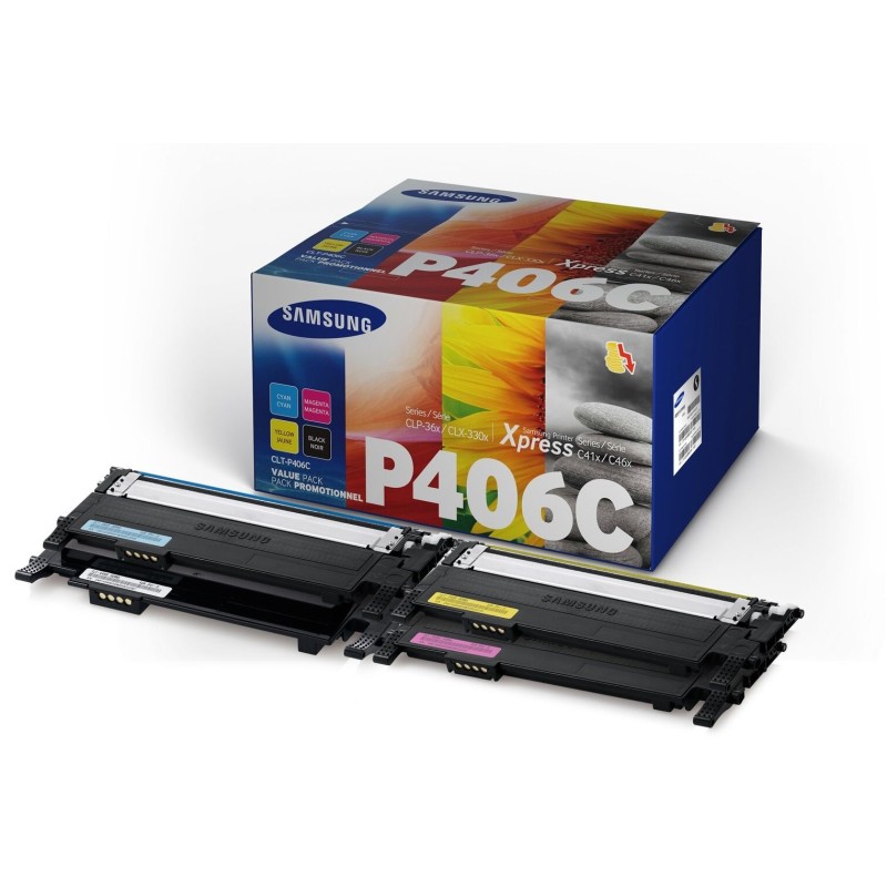 Combo-Pack Original Samsung CMYK, P406C, pentru CLP-360|365|SL-C410|CLX-3300|3305|C460, 1.5K, (timbru verde 1.2 lei) , "SU375A"