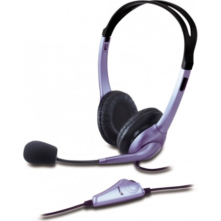CASTI Genius, "HS-04S", cu fir, standard, utilizare multimedia, microfon pe brat, conectare prin Jack 3.5 mm x 2, negru, "317100