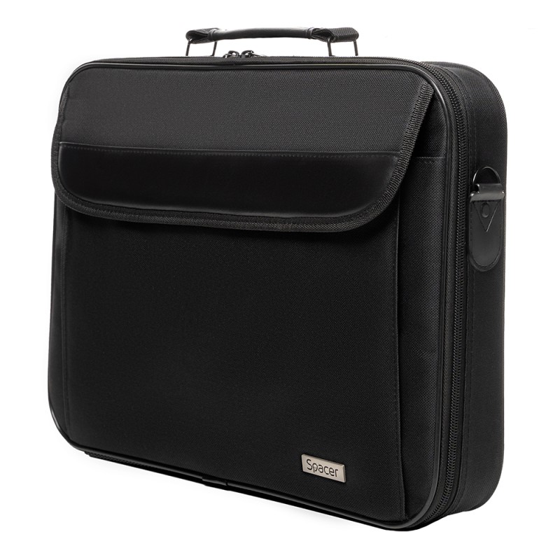 GEANTA SPACER, pt. notebook de max. 16", 1 compartiment, buzunar frontal, buzunar dorsal cu velcro,  waterproof,  nylon, negru, 