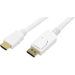 CABLU video LOGILINK, adaptor DisplayPort (T) la HDMI (T), 2m, conectori auriti, Full HD (1920 x 1080) la 60 Hz, alb, "CV0055" (