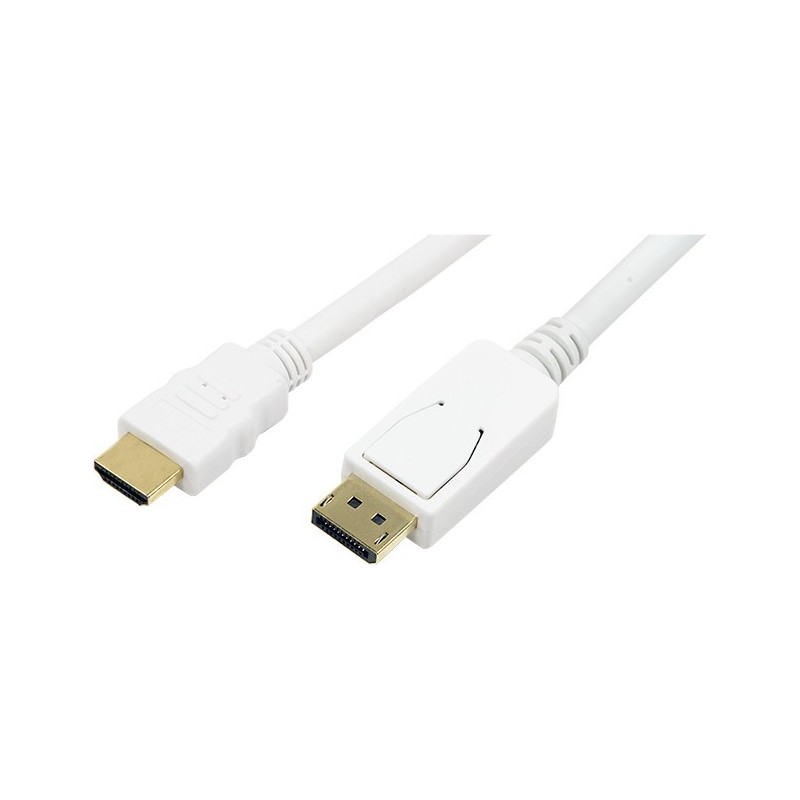 CABLU video LOGILINK, adaptor DisplayPort (T) la HDMI (T), 2m, conectori auriti, Full HD (1920 x 1080) la 60 Hz, alb, "CV0055" (