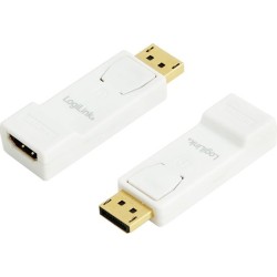 ADAPTOR video LOGILINK, DisplayPort (T) la HDMI (M), conectori auriti, rezolutie maxima Full HD (1920 x 1080) la 30 Hz, alb, "CV