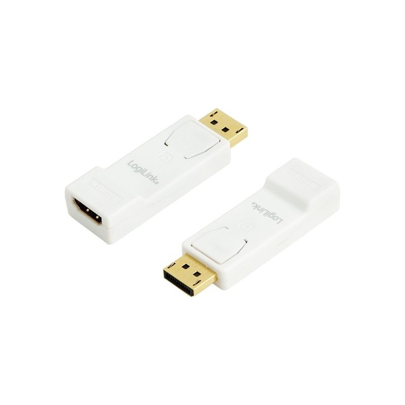 ADAPTOR video LOGILINK, DisplayPort (T) la HDMI (M), conectori auriti, rezolutie maxima Full HD (1920 x 1080) la 30 Hz, alb, "CV