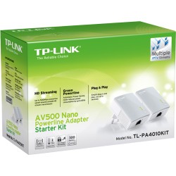 KIT ADAPTOR POWERLINE TP-LINK tehnologie AV,  AV600, pana la 600Mbps, 1 port 10/100Mbps, 2 buc. "TL-PA4010KIT" (timbru verde 2 l
