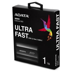 SSD extern ADATA SE800, 1 TB, 2.5 inch, USB 3.2, R/W: 1000 MB/s, "ASE800-1TU32G2-CBK" (timbru verde 0.18 lei)