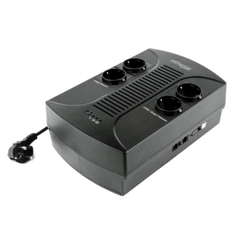 UPS GEMBIRD, Line Int. , brick, 850VA/510W, AVR, Schuko x 4, 1 x baterie 12V/8Ah, LED, back-up 1 - 10 min., "EG-UPS-002", (timbr