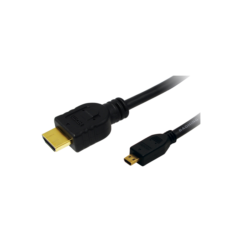 CABLU video LOGILINK, micro(D) HDMI (T) la HDMI (T) 1.4, 2m, conectori auriti, rezolutie maxima 4K (3840 x 2160) la 30 Hz, plast