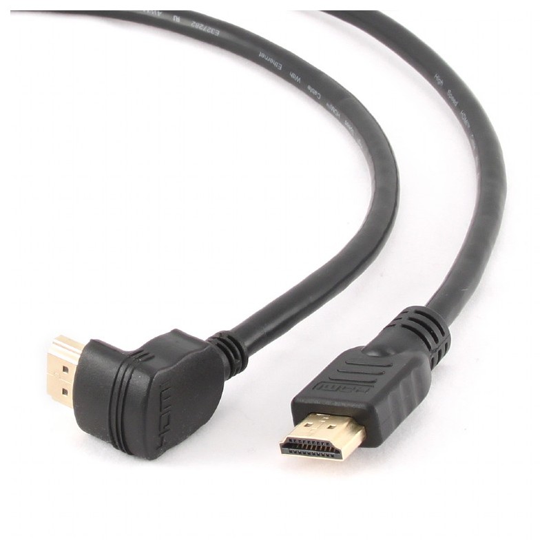 CABLU video GEMBIRD, HDMI (T) la HDMI (T), 1.8m, conectori auriti, rezolutie maxima 4K (3840 x 2160) la 60 Hz, 90 grade, negru, 
