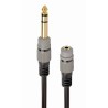 ADAPTOR audio GEMBIRD stereo (1 x 6.35 mm jack T la 1 x 3.5 mm jack M), 0.2M, negru, "A-63M35F-0.2M" (timbru verde 0.08 lei)