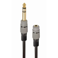 ADAPTOR audio GEMBIRD stereo (1 x 6.35 mm jack T la 1 x 3.5 mm jack M), 0.2M, negru, "A-63M35F-0.2M" (timbru verde 0.08 lei)